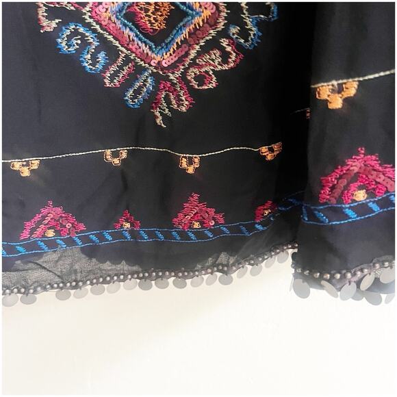 Chico's Black and Multicolor Embroidered Midi Skirt - Picture 8 of 16